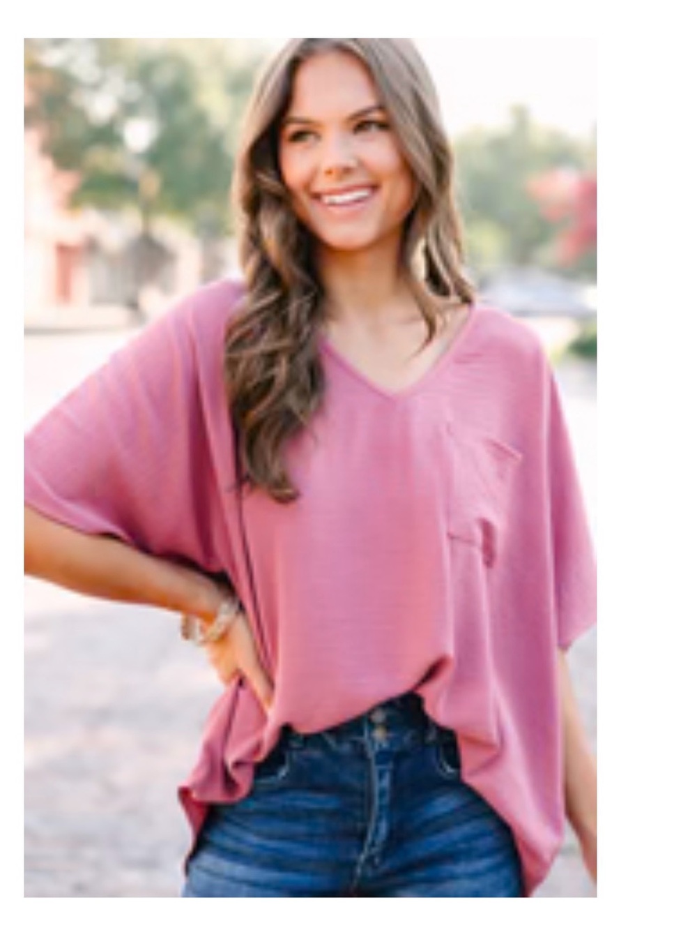 Oversized relaxed-fit short sleeve shirt in dusty rose